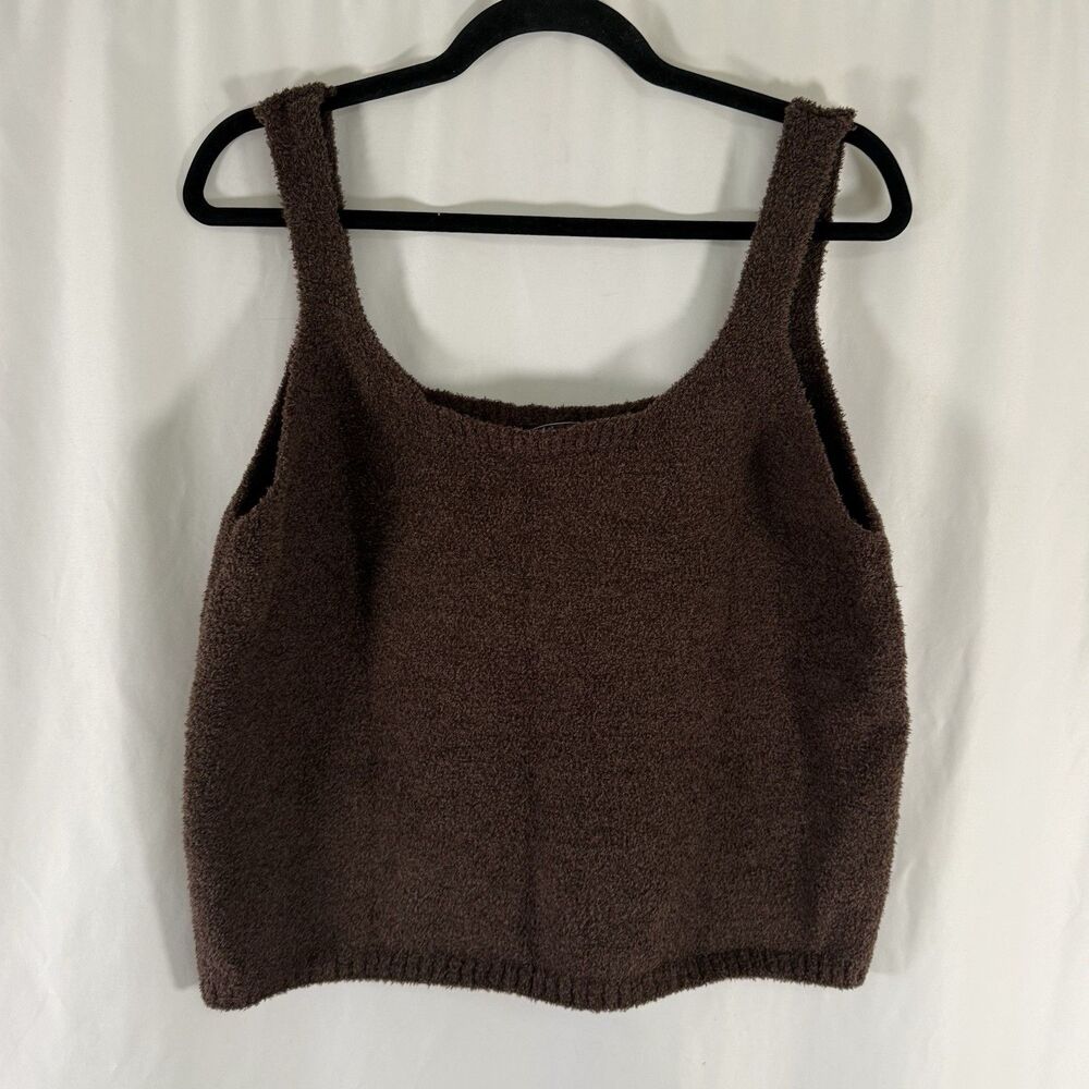 New York & Company Fleece Tank Top Women's XL Solid Brown Pullover Soft